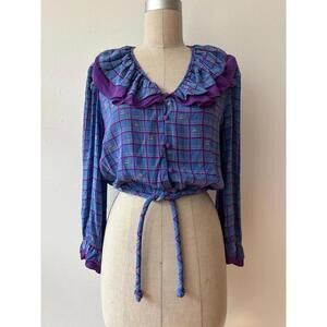 Vintage Mary McFadden Purple Silk Cropped Top